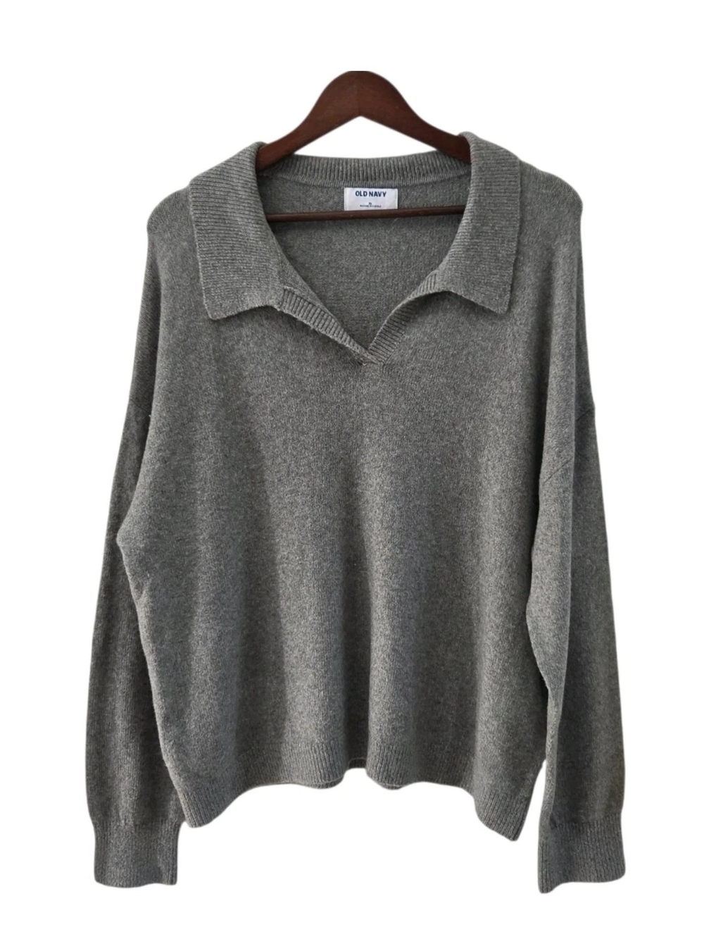 Old Navy Cozy Split Neck Collared Sweater Gray Soft Womens Size XL NEW NWT